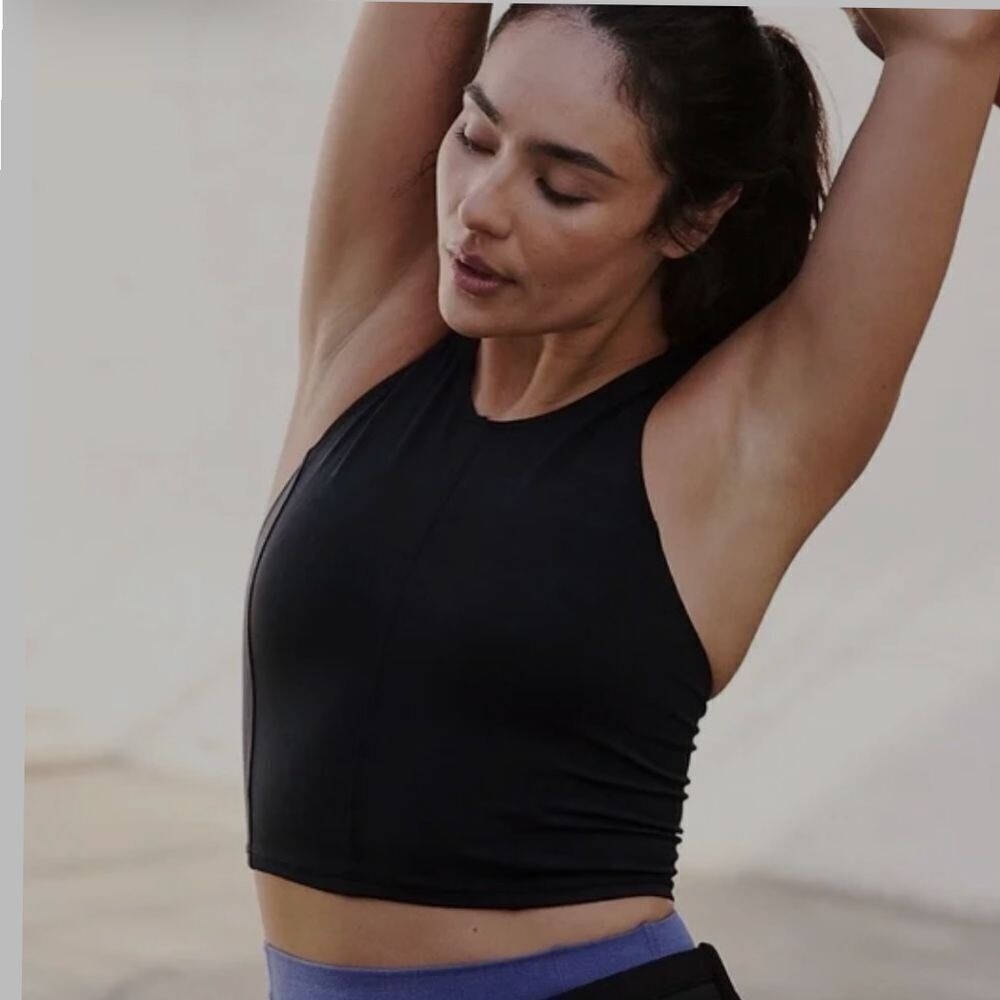 Free People Black Cropped Performance Tank